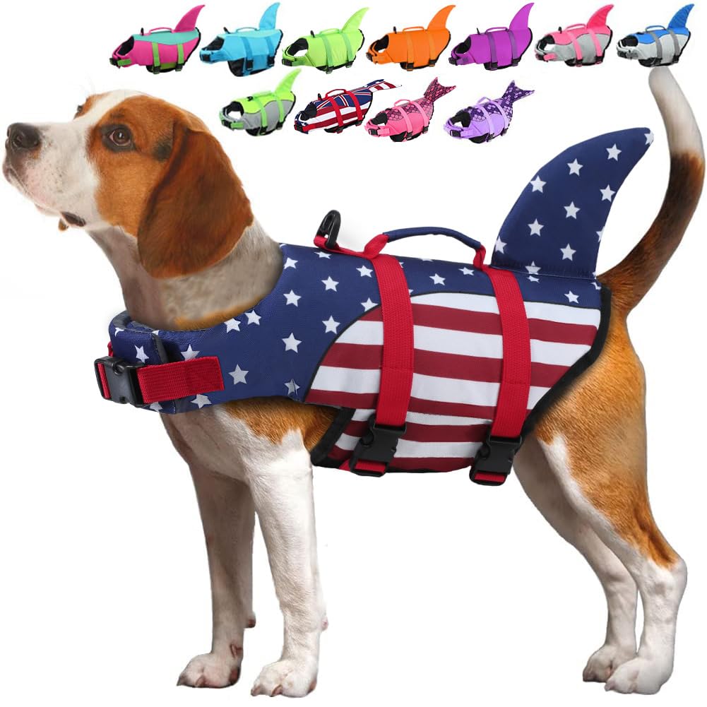Emust Dog Life Vests, Pet Floats For Swimming, Boat, Pool, Ripstop Dog Life Jacket With High Buoyancy And Lift Handle For Small 