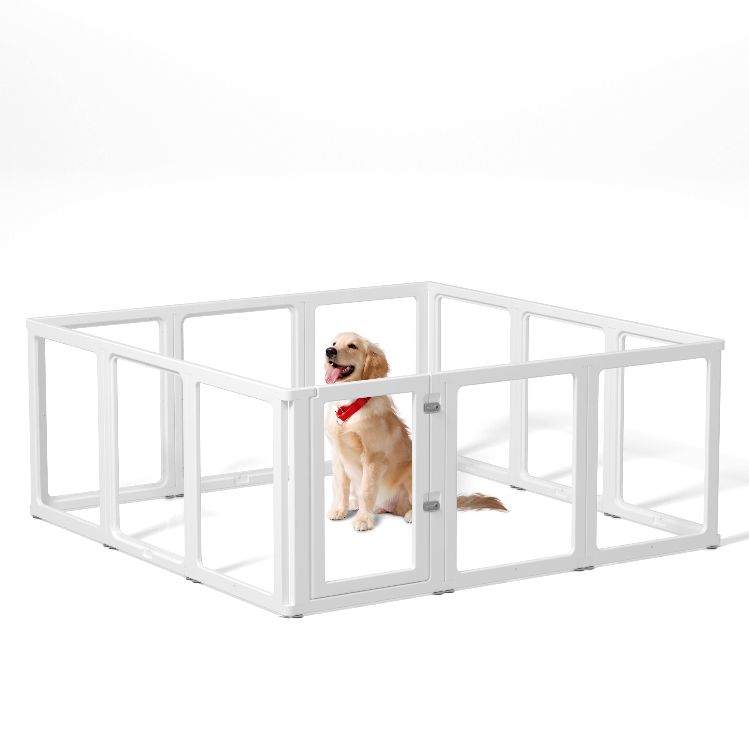 Citylife Clear Acrylic Plastic Dog Playpen Indoor,For Puppy Cat Rabbit Ferret Transparent Pet Pen,Easy Assemble Whelping Crate K