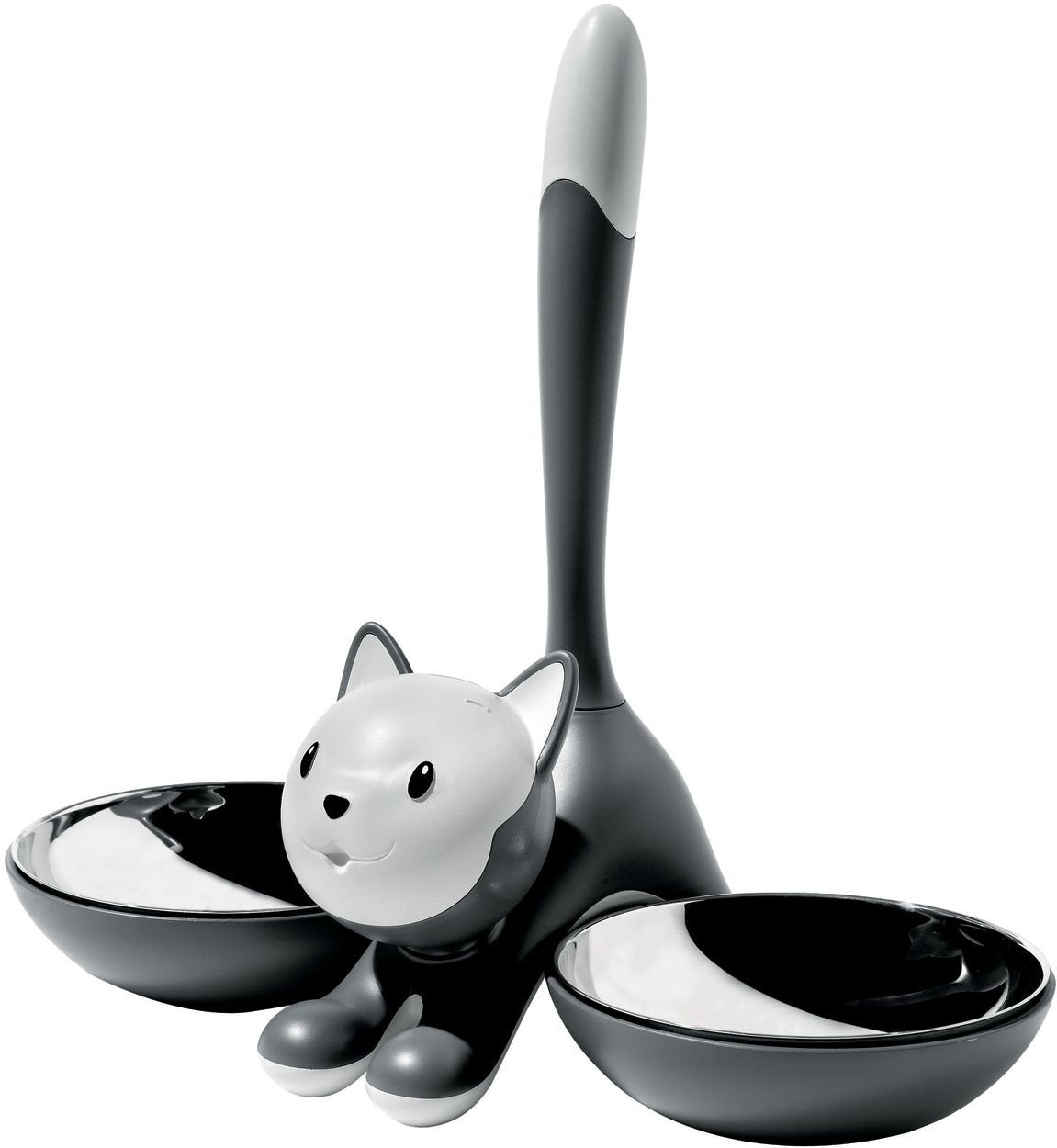 Alessi Tigrito Ammi09 G Design Cat Bowl, 18/10 Stainless Steel And Thermoplastic Resin, Grey