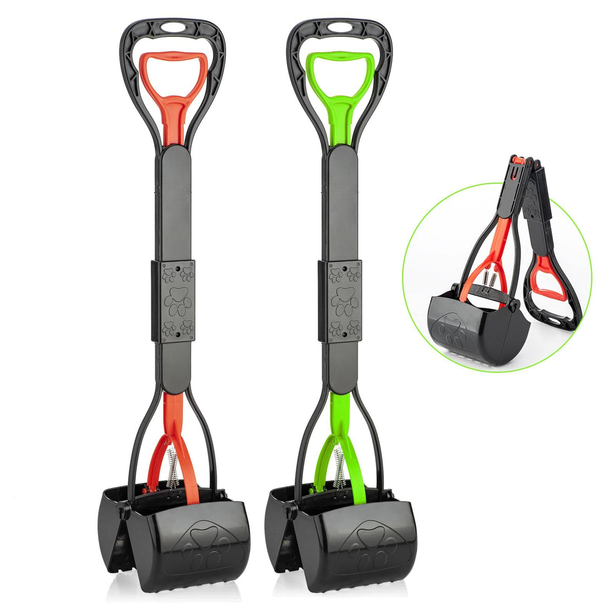 Timingila Pooper Scooper 2 Pack, 28'' Long Handle No Touch Dog Pooper Scooper For Large Medium Small Dogs, Durable Spring & Ligh