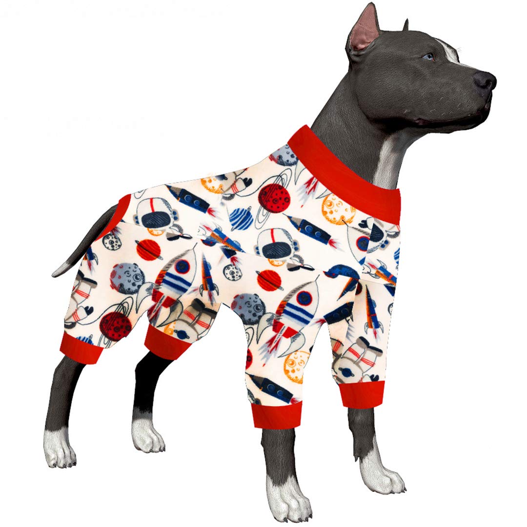 Lovinpet Pitbull Dog Sweater - Space Snow Prints, Lightweight Pullover Large Puppy Pajamas, Full Coverage Dog Pjs, Large Dog One