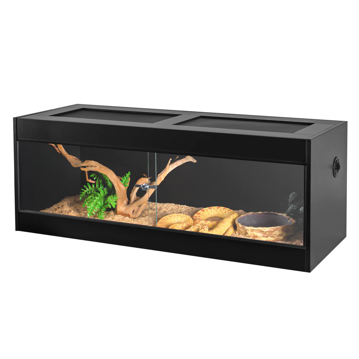 Oiibo 67 Gallon Reptile Original Wood Enclosure, 48X18X18 Large Reptile Terrarium With Double Hinge Sliding Doors And Top 