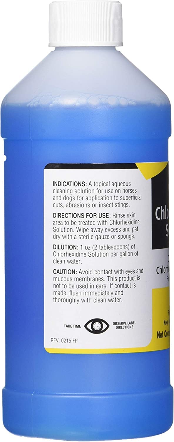 Durvet 3 Bottles of Chlorhexidine Solution, 16 Ounces Each, for Cleaning Superficial Wounds on Dogs and Horses