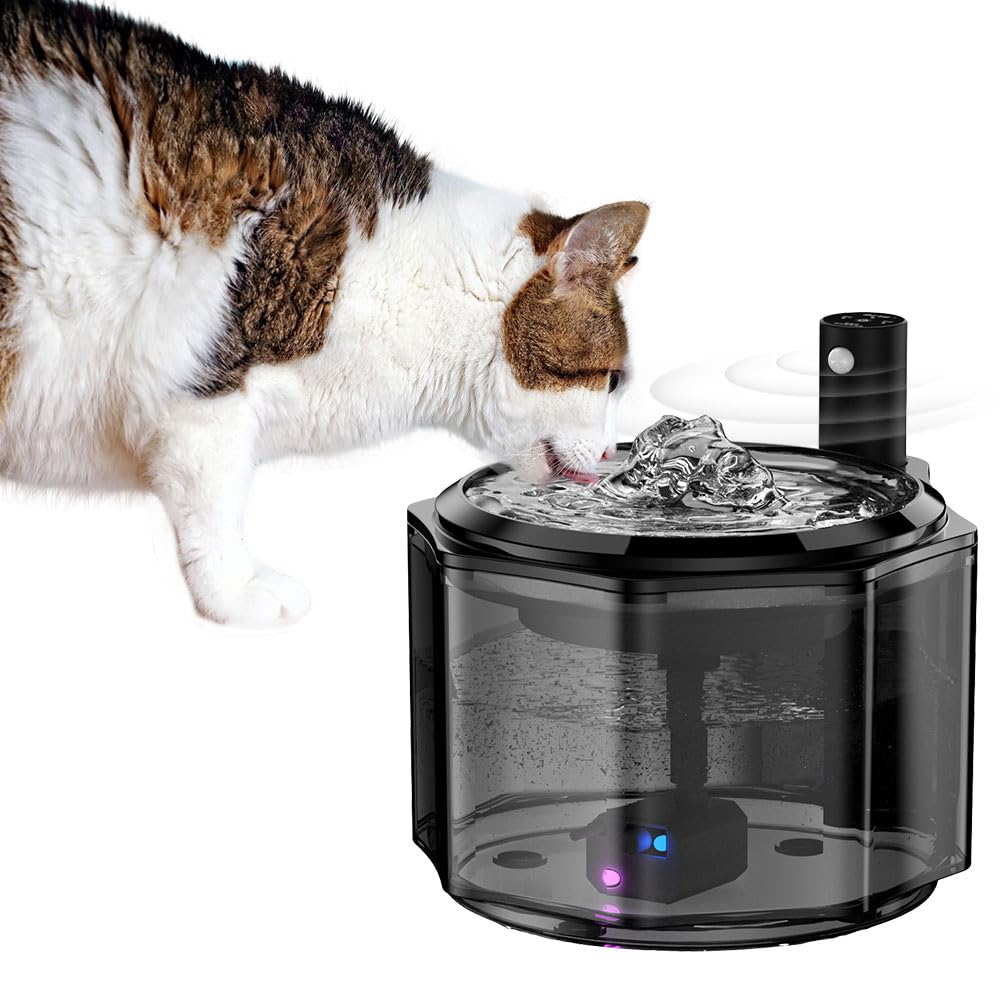 2025 Upgraded Cat Water Fountain, Pet Water Fountain With 150Motion Sensor, Battery Operated Cat Fountain With Water Circulation