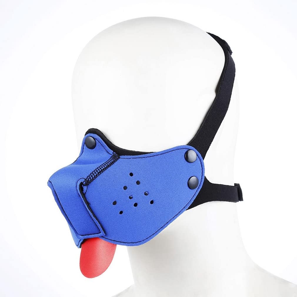 Neoprene Puppy Face Muzzle Dog Hood Mask Play Hoods Blue