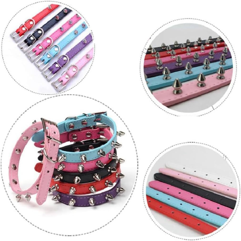 Blue Small Dog Collars For Male Dogs,Studded Dog Collars,Spiked Kitten Cat Collars Spiky Stud Rivet Pu Leather Mushroom Pet Coll