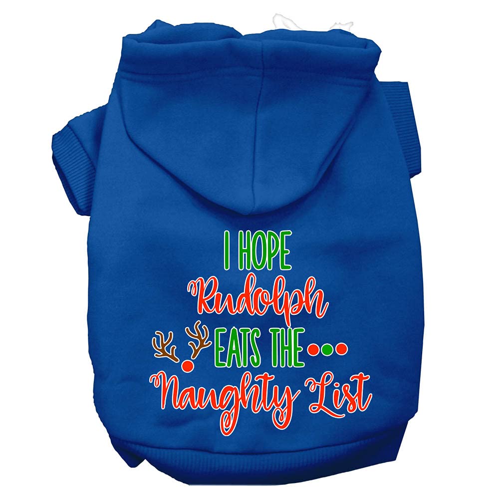 Mirage Pet Product Hope Rudolph Eats Naughty List Screen Print Dog Hoodie Blue XXL