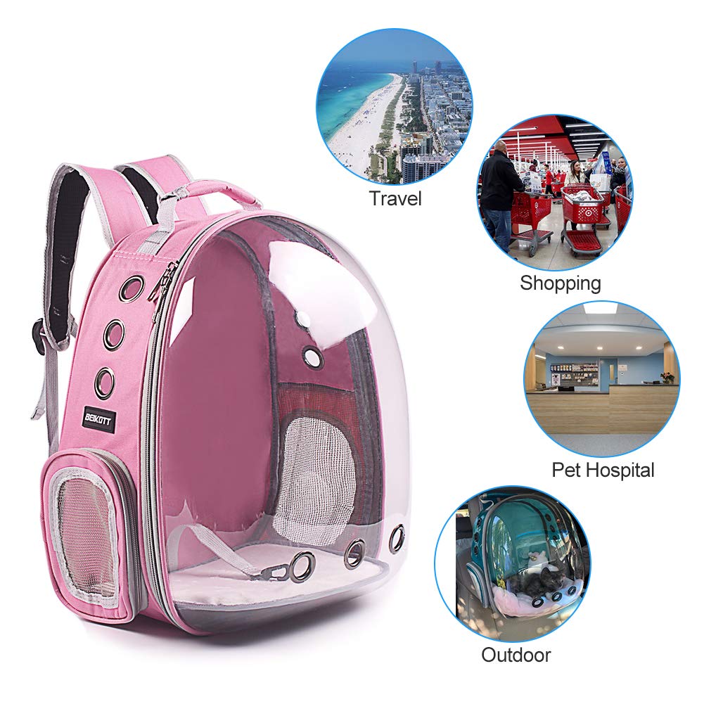 Beikott Cat Backpack Carriers Bag, Dog Backpack, Pet Bubble Backpack For Small Cats Puppies Dogs Bunny, Airline-Approved Ventilate Transparent Capsule Backpack For Travel, Hiking And Outdoor Use