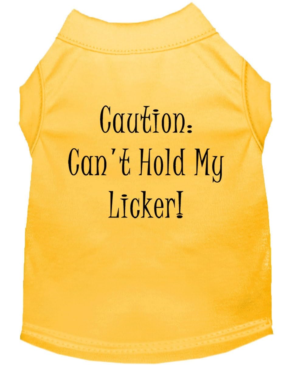 Pet Dog & Cat Shirt Screen Printed, 'Can'T Hold My Licker' Yellow 3Xl (25-35 Lbs.)