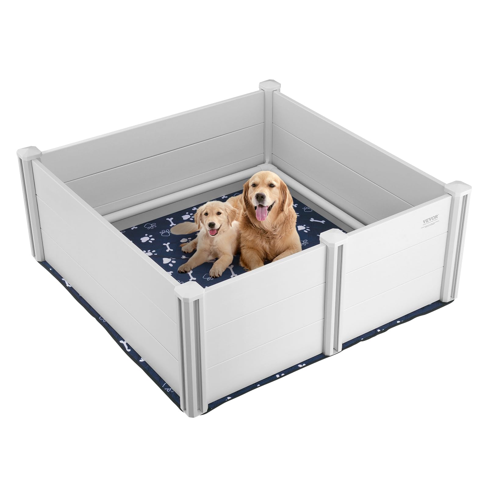 VEVOR Dog Whelping Box 48 x 48 x 18.1in PVC with Rails Pee Pad for Dogs Puppies