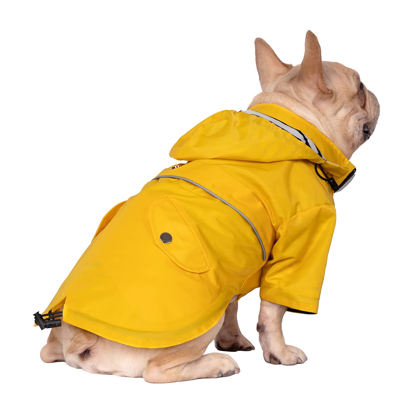 HDE Dog Raincoat Double Layer Zip Rain Jacket with Hood for Small to Large Dogs Yellow - L