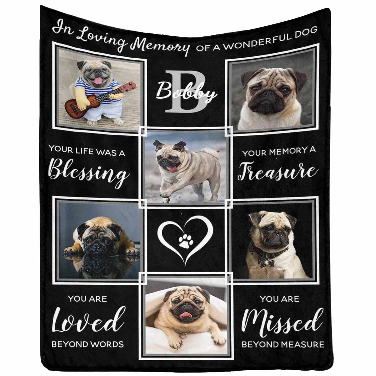 Interestprint Personalized Blanket In Loving Memory Of Loss Dog, Custom Pet Loss Sympathy Memorial Blanket