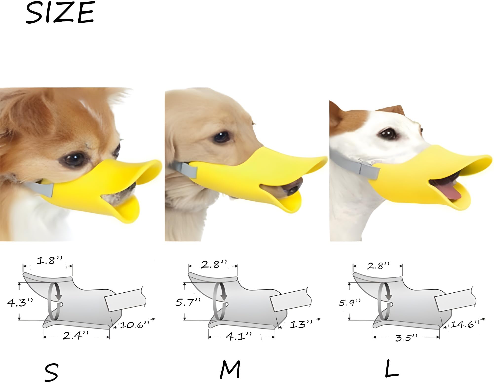 Nacoco Anti Bite Duck Mouth Shape Dog Mouth Covers Anti-Called Muzzle Masks Pet Mouth Set Bite-Proof (Yellow, M)