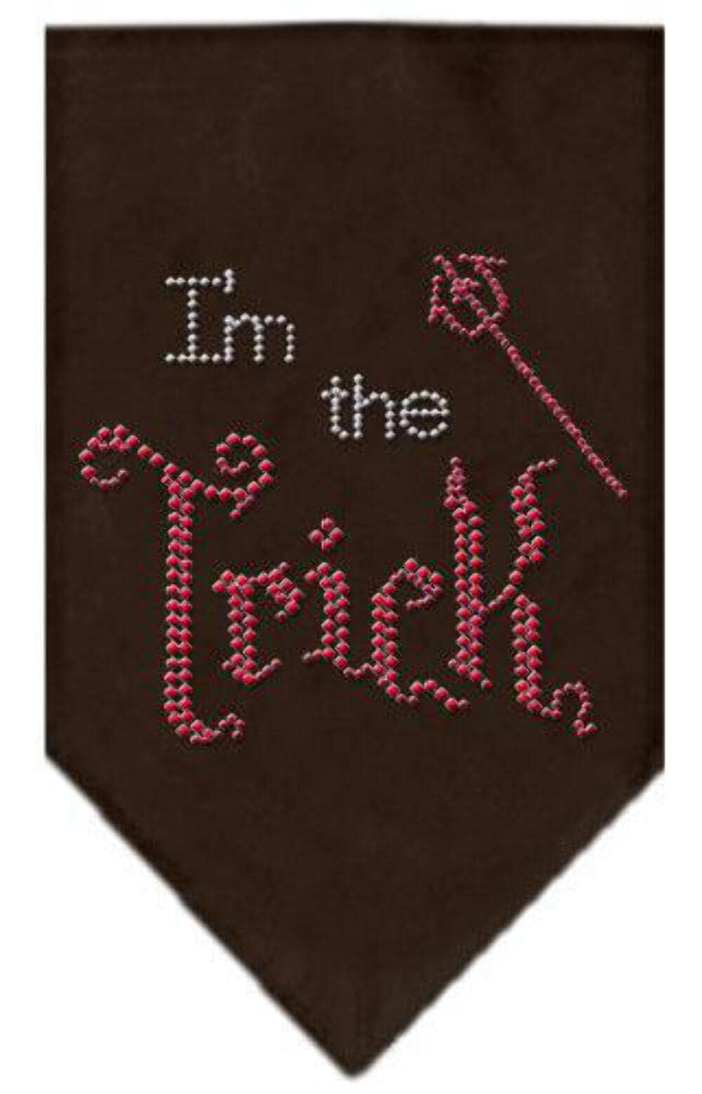 Halloween Pet and Dog Bandana Rhinestone, "I'm The Trick" Brown Large