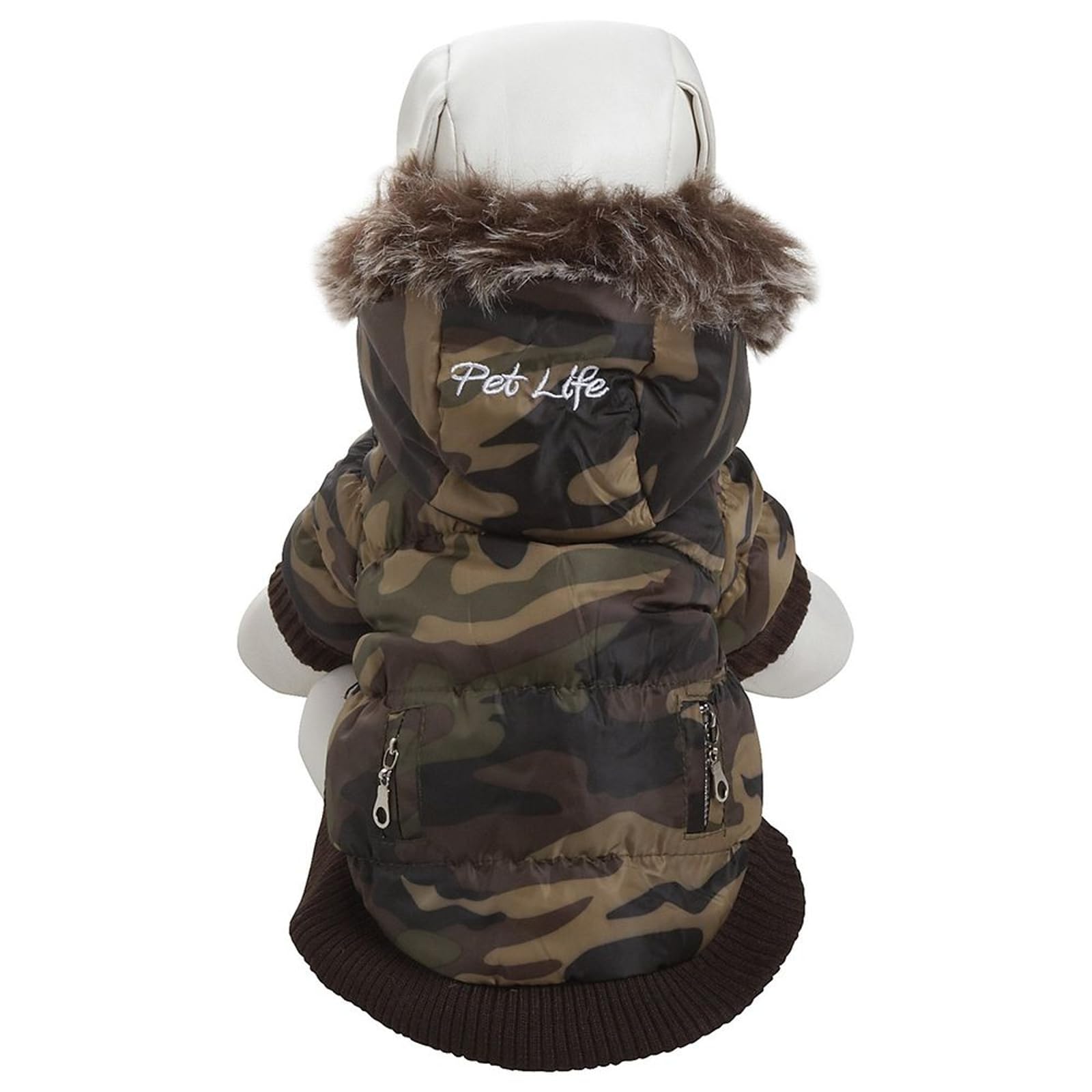 Pet Life Metallic Fashion Dog Parka With Removable Hood Camo Metallic (Medium)