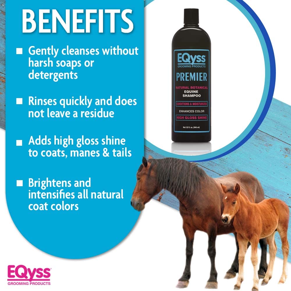 EQyss Premier Equine Shampoo - Conditions & Moisturizes Horse's Coat, Mane & Tail - Enhances All Coat Colors, Promotes Shine, Si