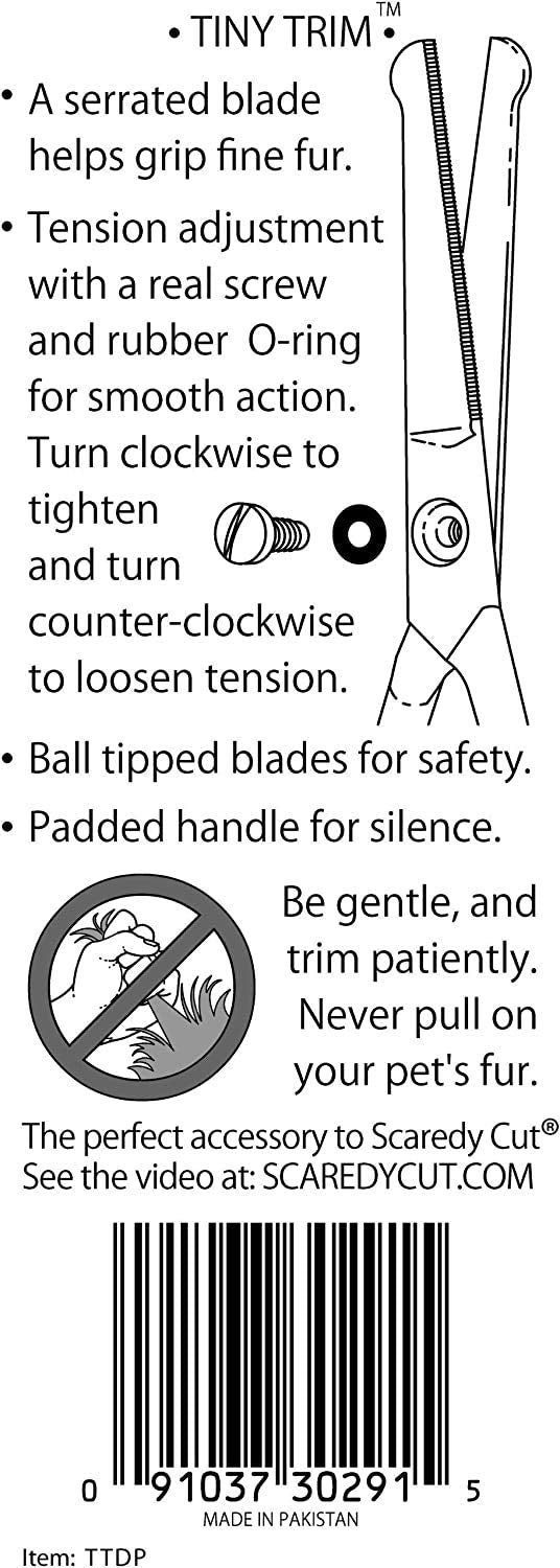 Tiny Trim 4.5' Ball-Tipped Scissor For Dog, Cat And All Pet Grooming - Ear, Nose, Face & Paw - Scaredy Cut'S Small Safety Scissor