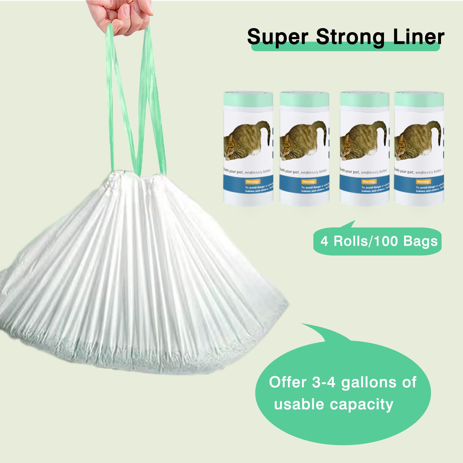 100 Count Cat Litter Liner Bags Compatible With Mw-Sc01/Mw-Sc02/Mw-Lr01 Self-Cleaning Automatic Cat Litter Box, Thick Heavy Duty