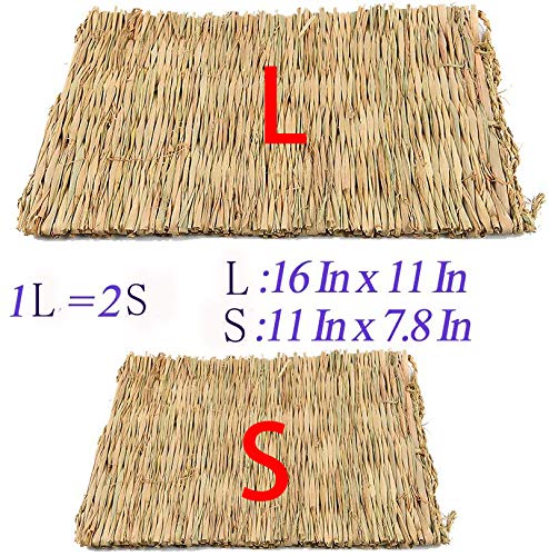 Hamiledyi Grass Mat Woven Bed Mat For Small Animal 4 Pcs Large Bunny Bedding Nest Chew Toy Bed Play Toy For Guinea Pig Parrot Rabbit Bunny Hamster Rat