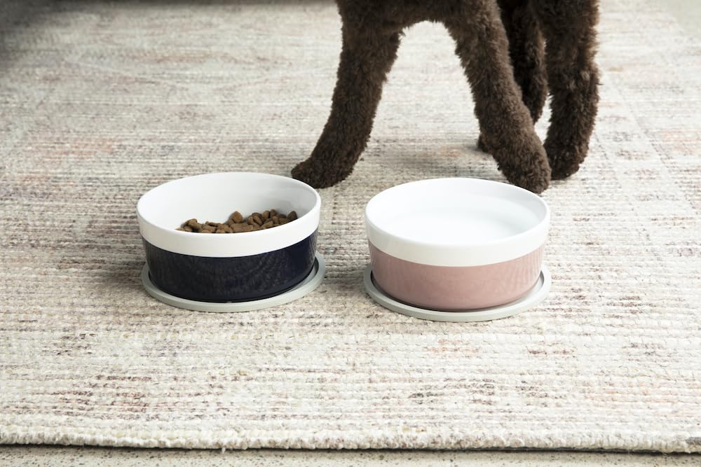 Waggo Dipper Ceramic Dog Bowl for Small and Large Breeds - Heavyweight and Durable Pet Food and Water Dish Crock, Dishwasher Saf