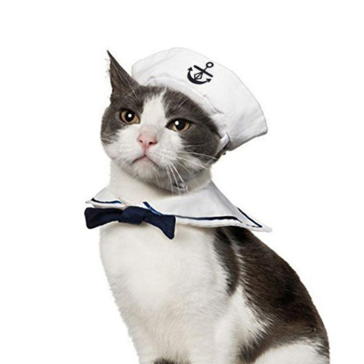 Namsan Pet Sailor Costume For Cats Small Dogs Halloween Cat Sailor Hat With Tie Collar Doggy Navy Outfit Cosplay Apparel