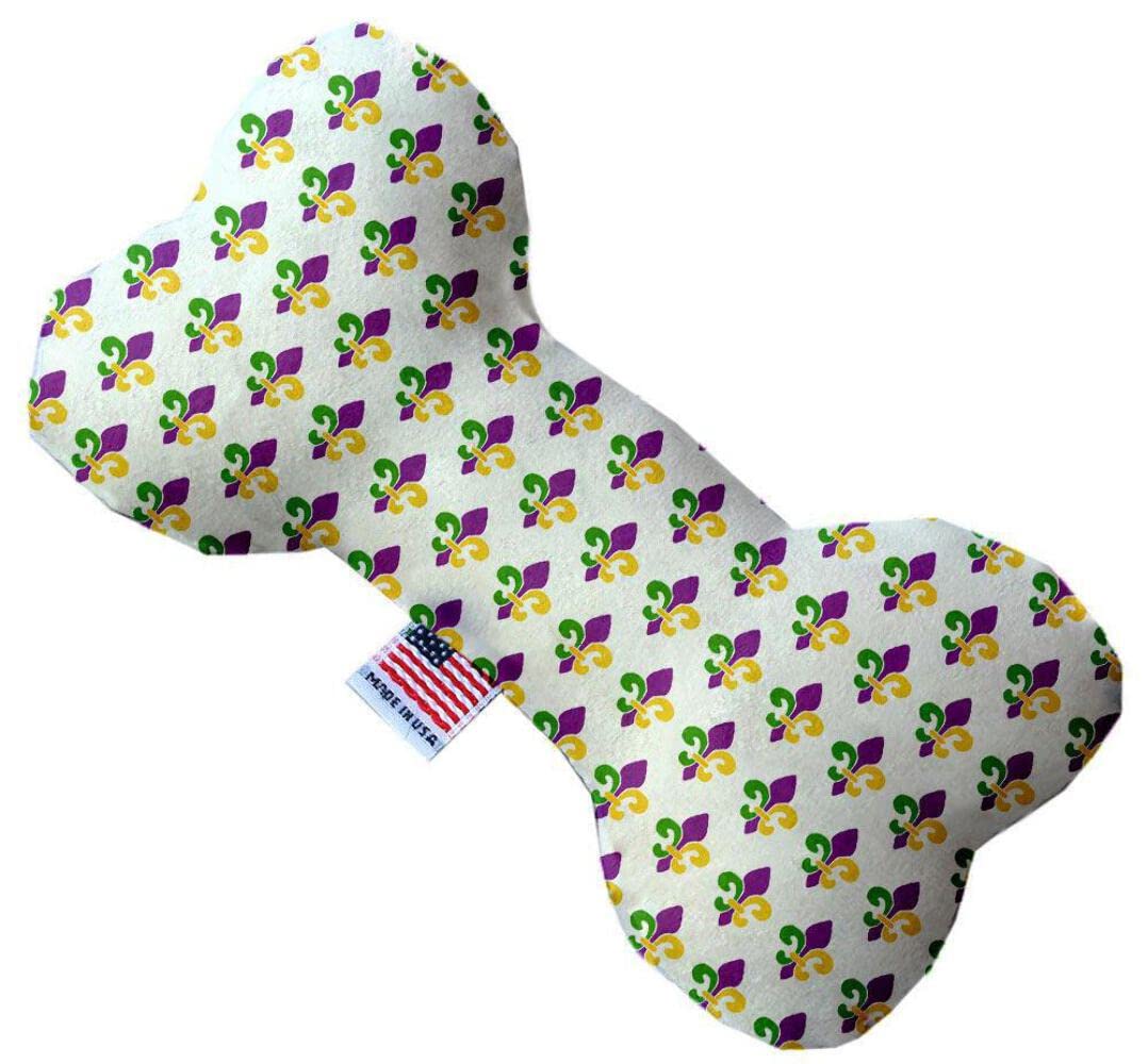 Mirage Pet Product Mardi Gras Fleur De Lis 6 inch Canvas Bone Dog Toy