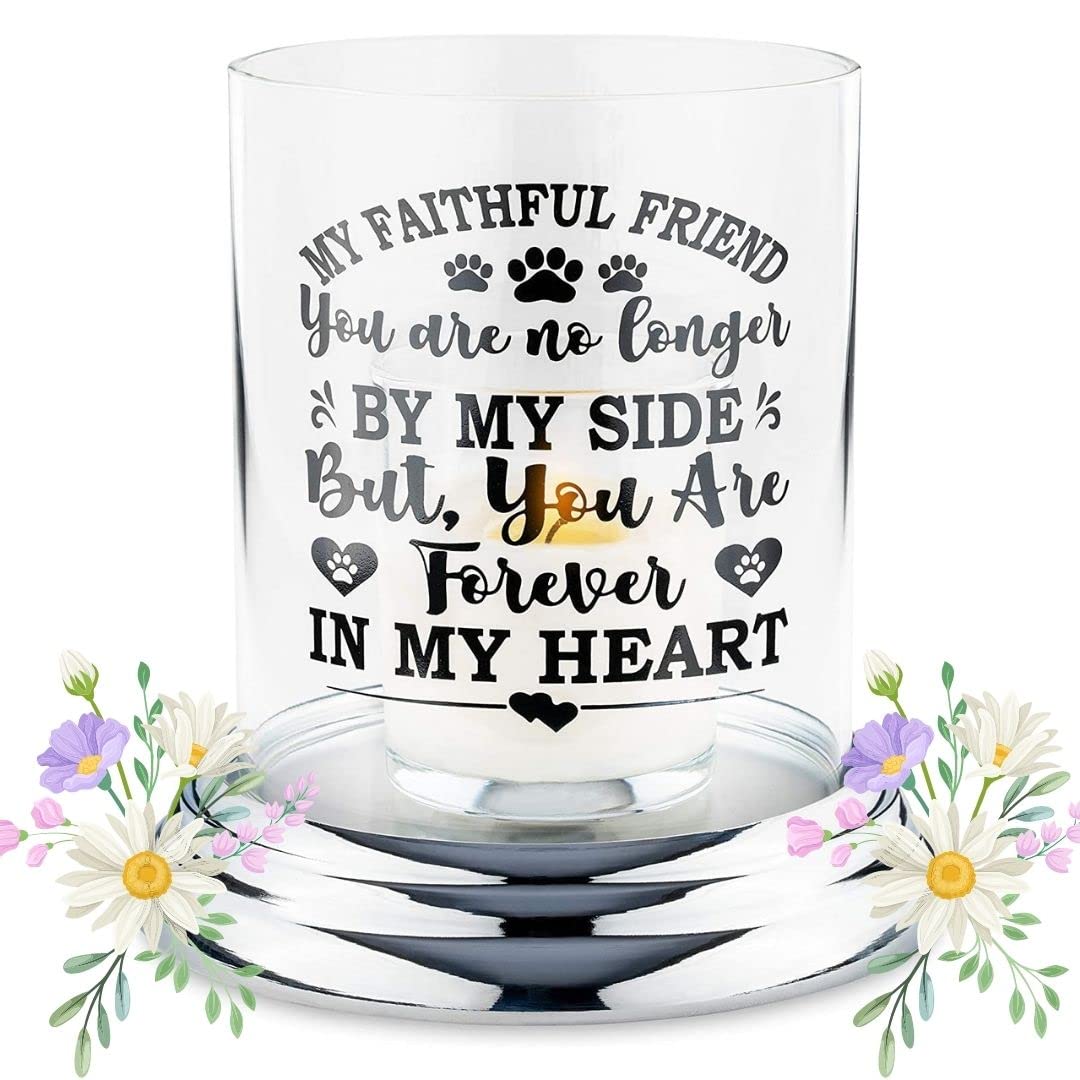 Memorial Candle Holder For Loss Of Dog - Memory Candle Holder For Dogs Who Died - Loss Of Dog Sympathy Gift, Dog Passing Away Gifts, Dog Memorial Gifts - Unique Pet Memorial Gifts For Dog Lovers