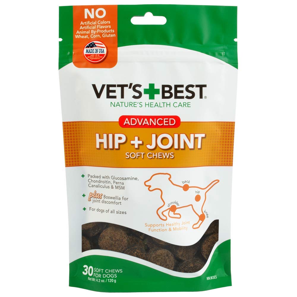 Vets Best Hip & Joint Soft Chew Dog Supplements | Formulated with Glucosamine & Chondroitin to Support Dog Joint & Cartilage He