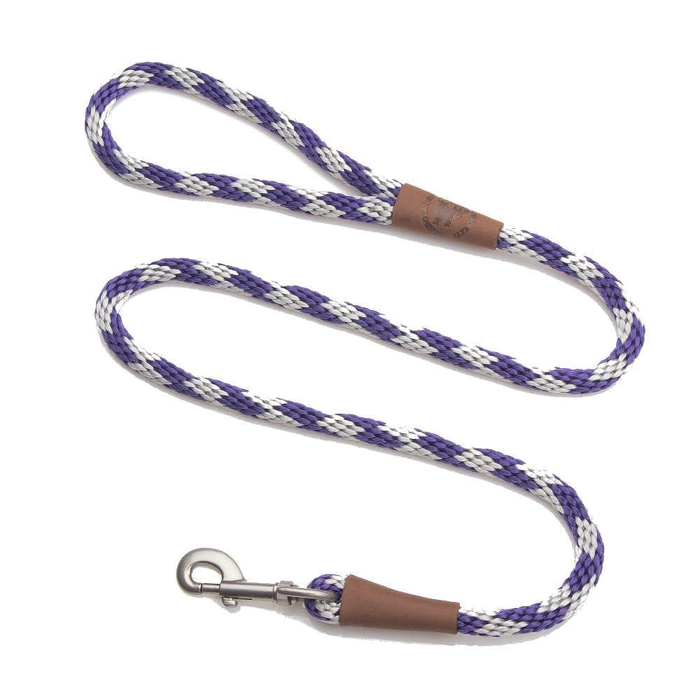 Mendota Pet Snap Leash - British-Style Braided Dog Lead, Made in The USA - Amethyst, 1/2 in x 6 ft - for Large Breeds