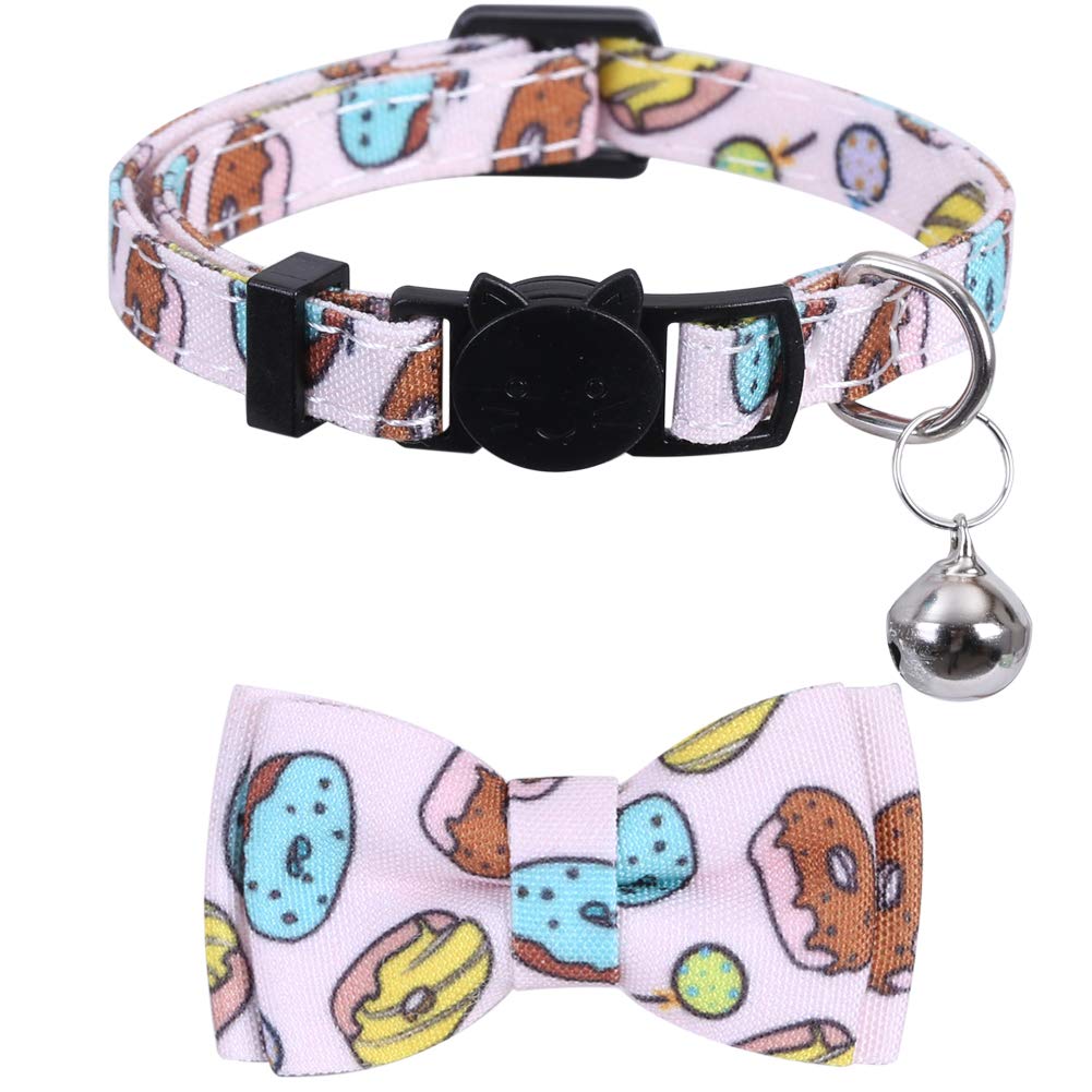 2 Pack/Set Cat Collar Breakaway With Cute Bow Tie And Bell For Kitty Adjustable Safety