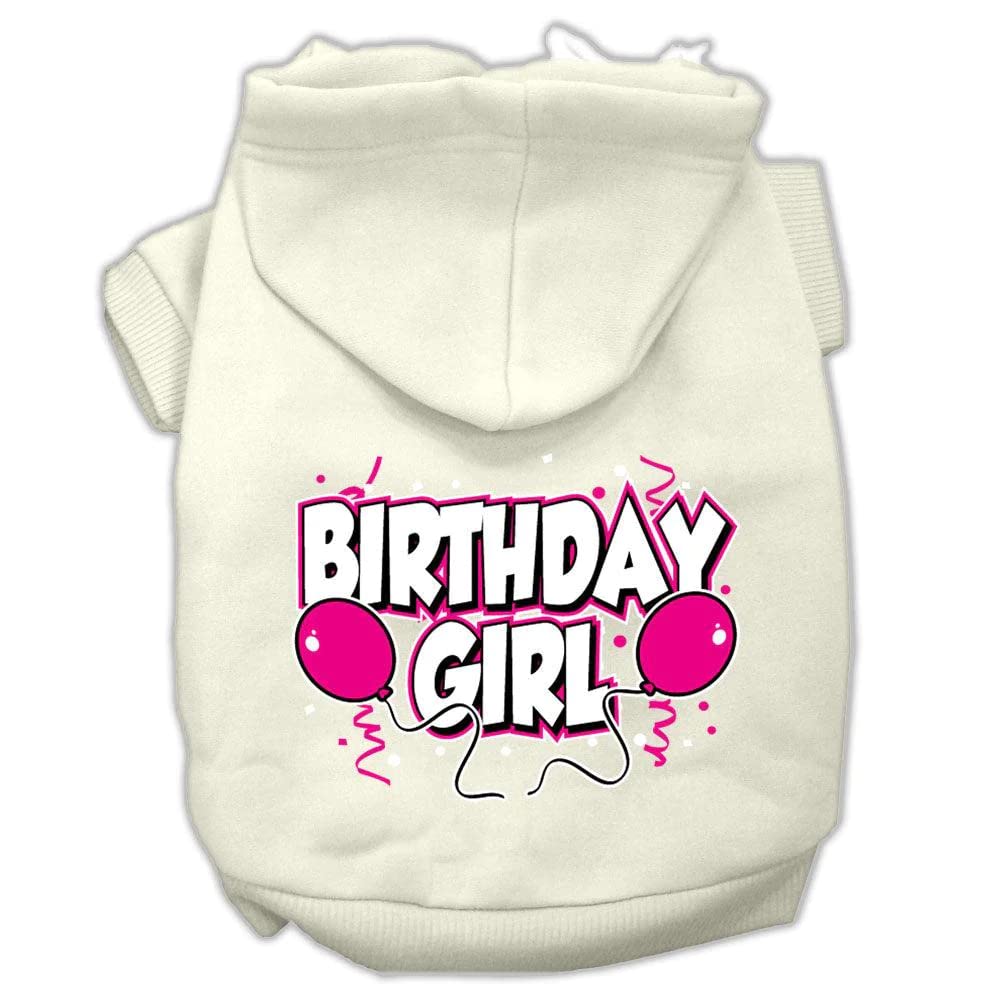 Mirage Pet Products 10&quot; Birthday Girl Screen Print Pet Hoodie, Small, Bright Pink