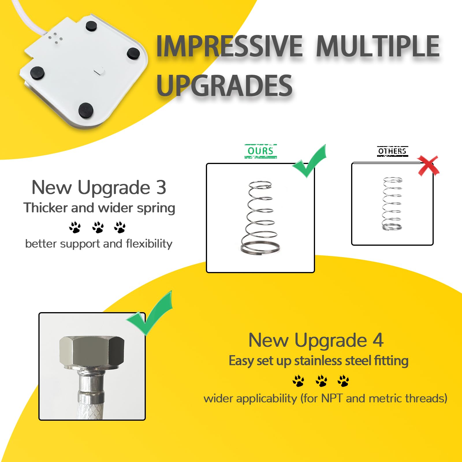 Outdoor Dog Water Fountain Step On - Upgrade Large Dog Sprinkler Drinking Water Dispenser Dog Paw Waterer Activated With Stainle