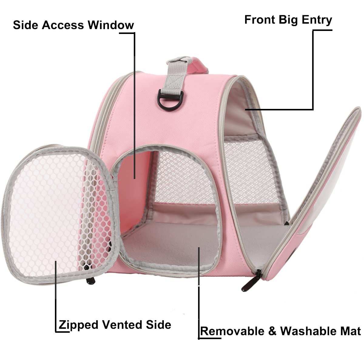 Bearded Dragon Carrier, Lizards & Small Animal Travel Carrier For Sugar Glider, Hedgehog, Rat, Parrot, Bird & Guinea Pig - Portable, Two-Pig Pink Carrier