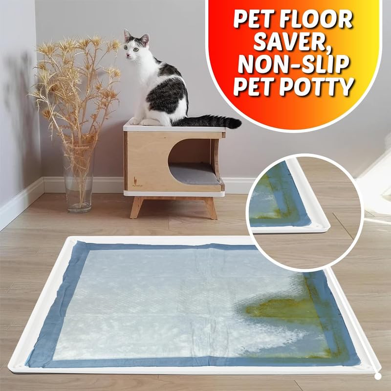 Skywin Tidyfriend Pee Pad Holder Tray 30 X 36 Inches, Silicone Dog Potty Tray, Easy To Clean No Spill Dog Potty Training Pad Hol
