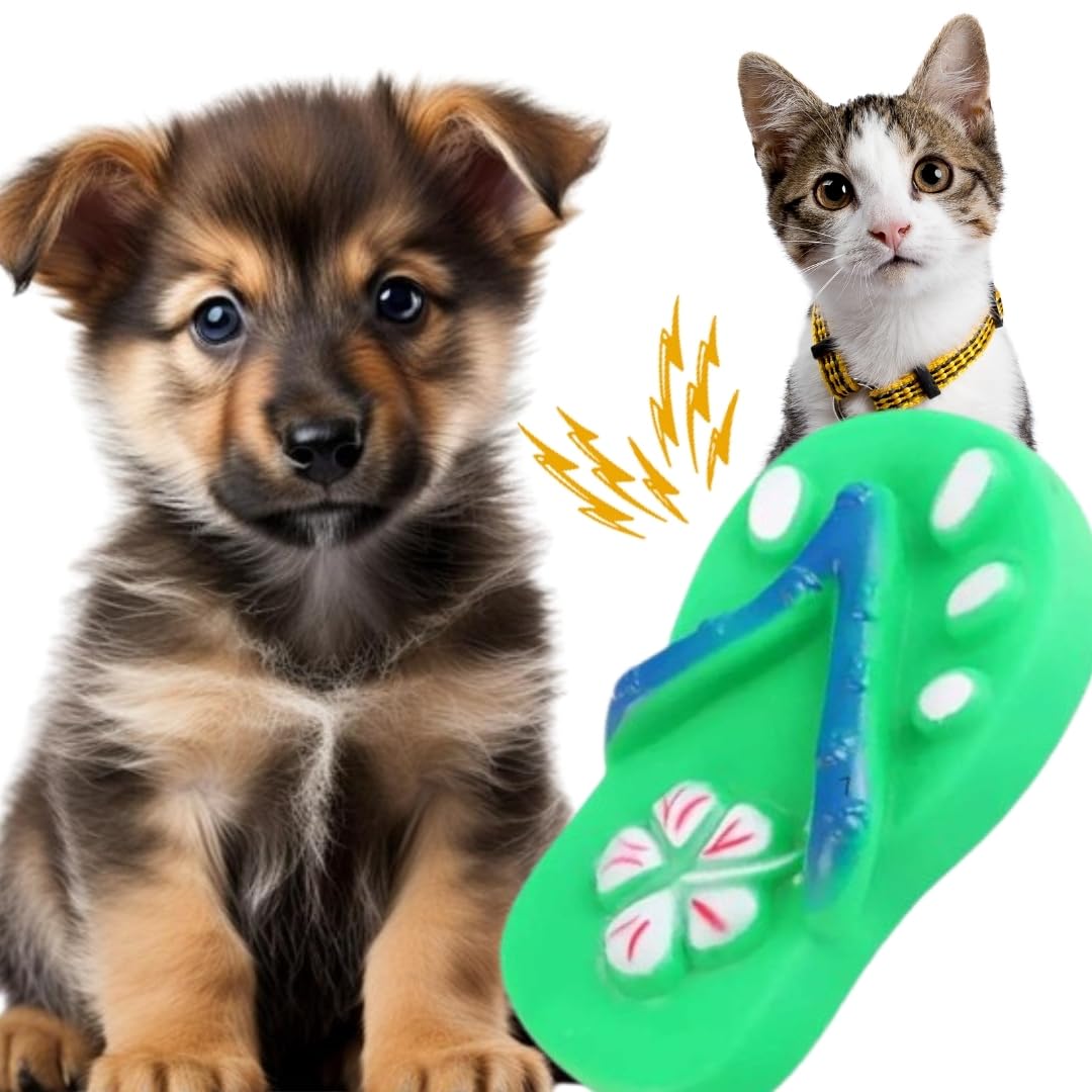 Sage Square Squeaky Rubber Slipper Toy for Dogs & Cats: Unleash The Chew Cravings with Loud Squeak, Entertained for Hours, Inter