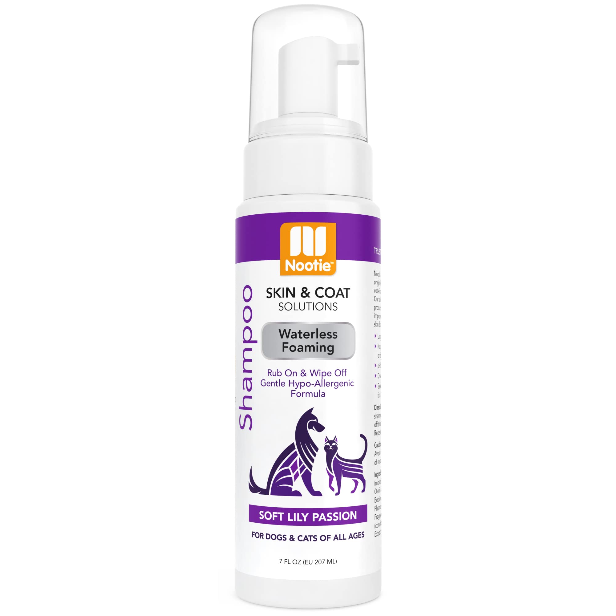 Nootie Foaming Waterless Shampoo for Dogs and Cats, 7-Ounce, Soft Lily Passion