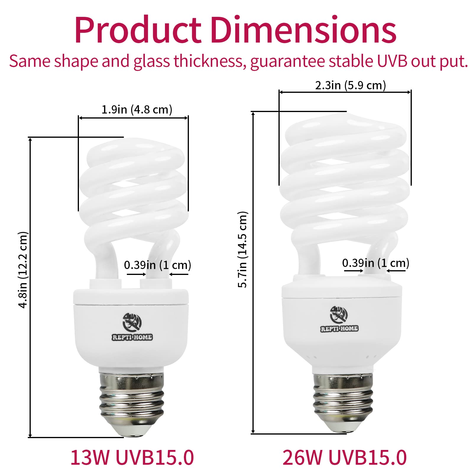 Repti Home Uvb Reptile Light 15.0, 26W Intense Uva Uvb Bulb For Reptiles, Terrarium Compact Fluorescent Lamp, Reptile Uvb Light Bulb For Desert Reptiles & Amphibians