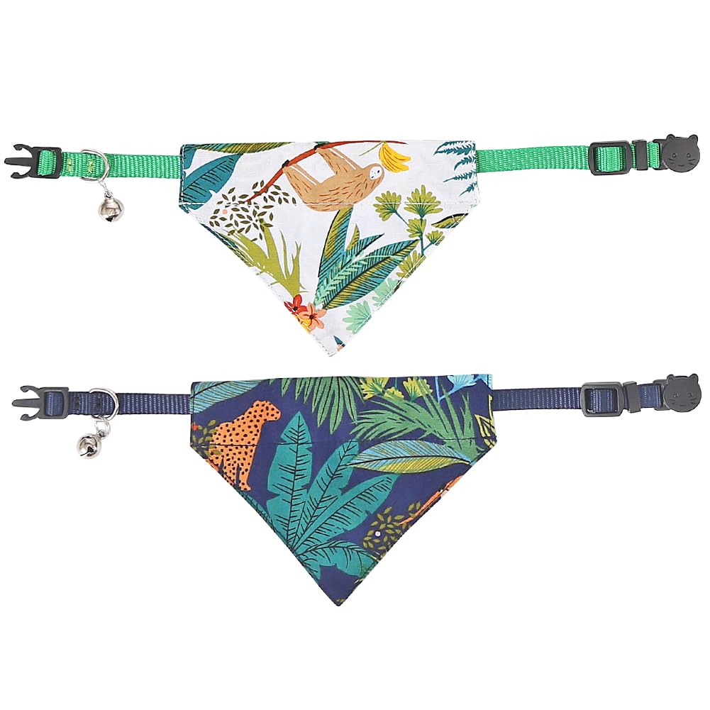 Cat Collars Breakaway With Bandana Bell Leaf Hawaii Pet Kitten Adjustable For Small Dog Puppies Girl Boy