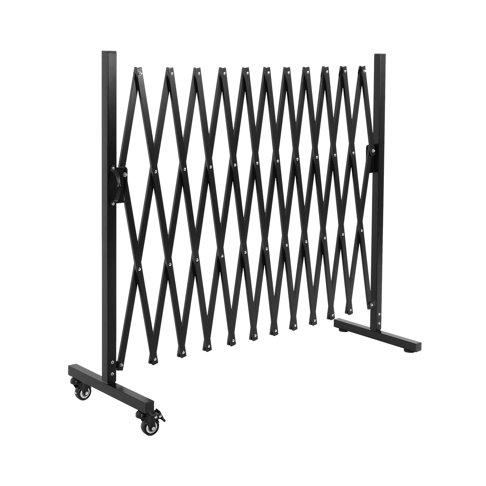 Smonter Expandable Barricade Gate, 129'' Metal Safety Barrier Gate With Casters, Accordion Garden Yard Fence Portable Dog Gates 
