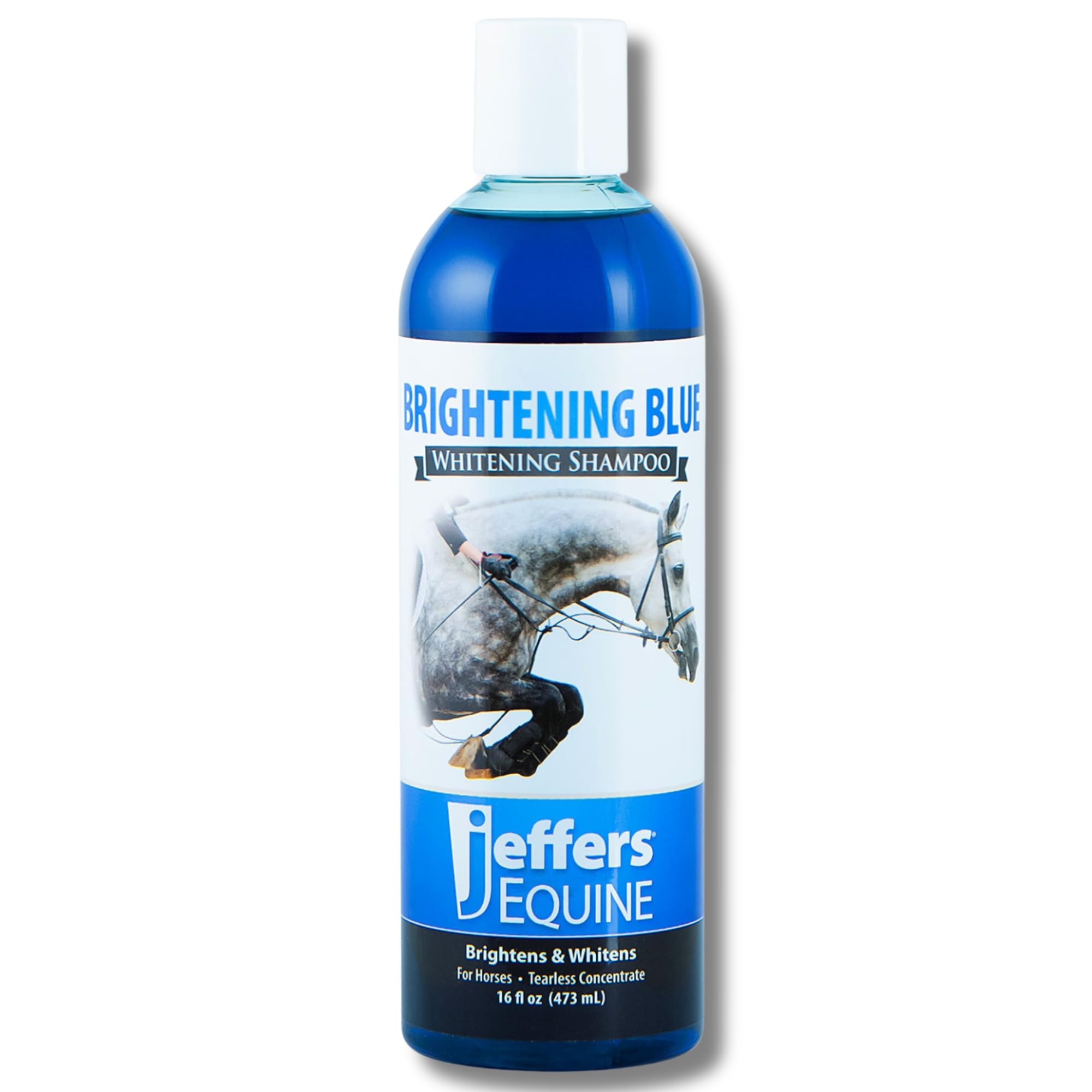 Jeffers Equine Brightening Blue Shampoo For Horses, 32 Oz - Enhanced Whitening & Stain Remover, Coconut Oil, Aloe, Gentle Groomi