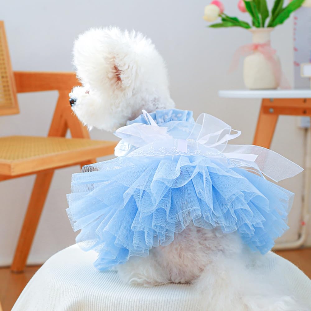 Aniac Daisy Small Dog Dresses Female With Leash Ring,Bow Knot Girl Puppy Wedding Dress,Valentine'S Cat Outfit,Fancy Pet Party Dr