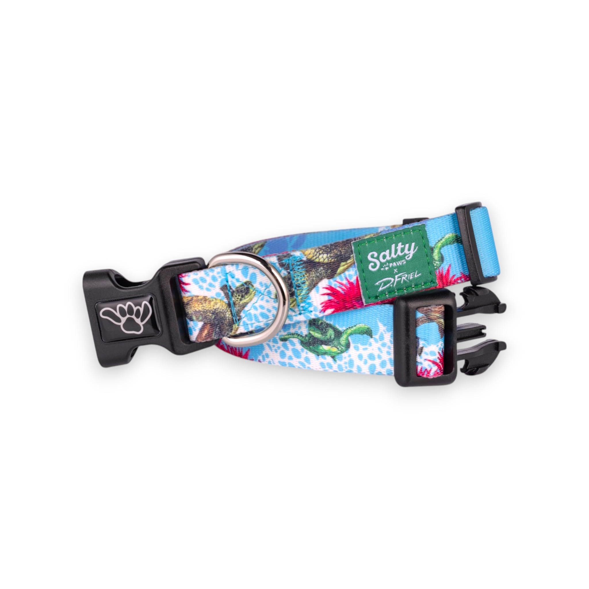Salty Paws Tropical, Beach, Fishing, Blue, Pink Dog Collar (Medium Dog Collar Adj. 14-20 For Dogs 25-50 Lbs,
