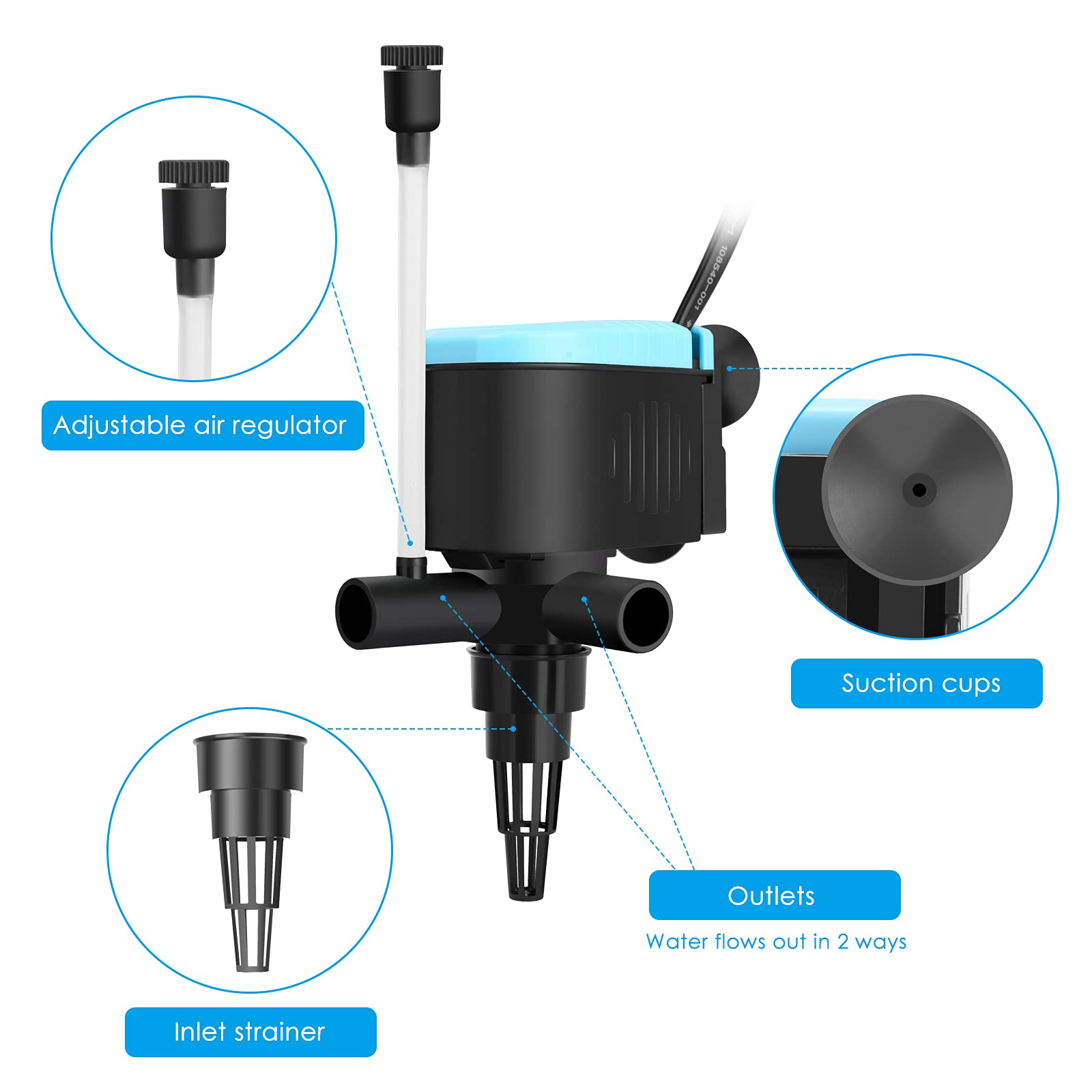 Kulife Aquarium Powerhead 300 Gph Circulating Water Pump For 70-100 Gallon Fish Tanks With Aerating Features