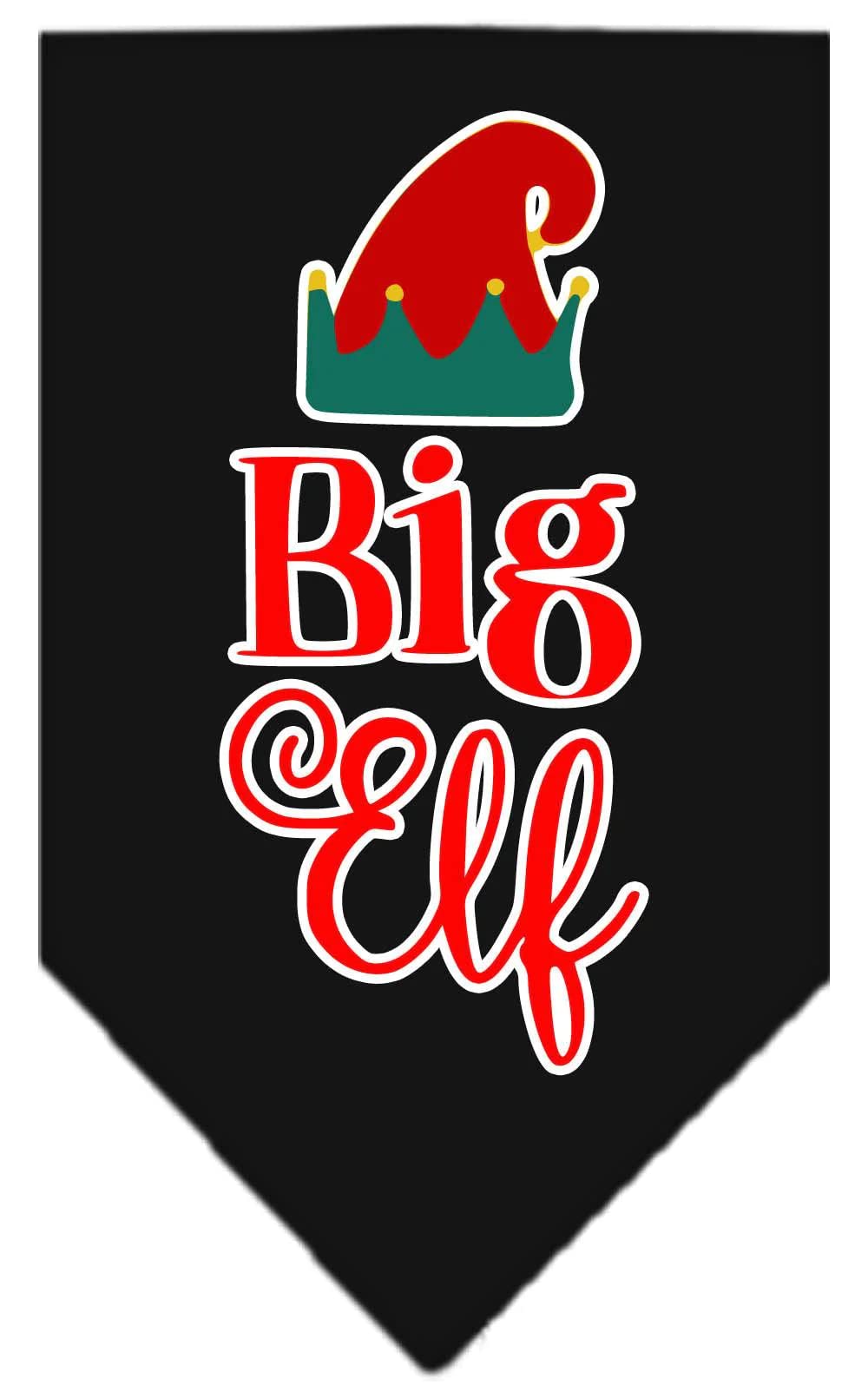 Christmas Pet and Dog Bandana Screen Printed, "Big Elf" Cocoa Large