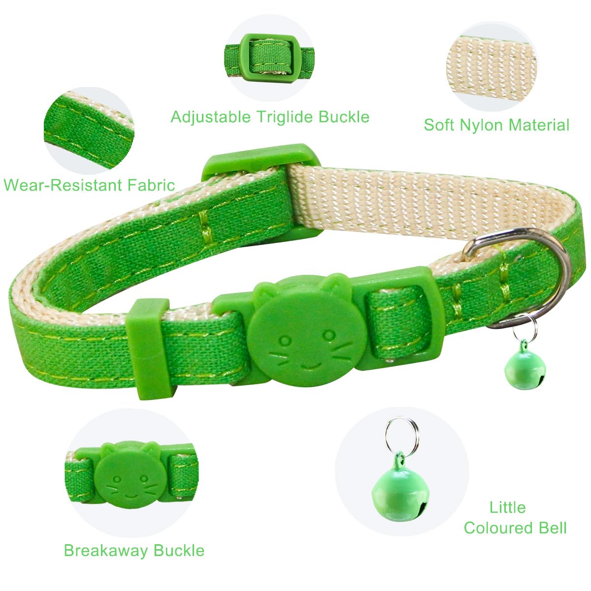 Superbuddy Cat Collars Breakaway With Bell - 4 Pack Cat Safety Collars For Boys & Girls - Safety Buckle Kitten Collar For Pet Su