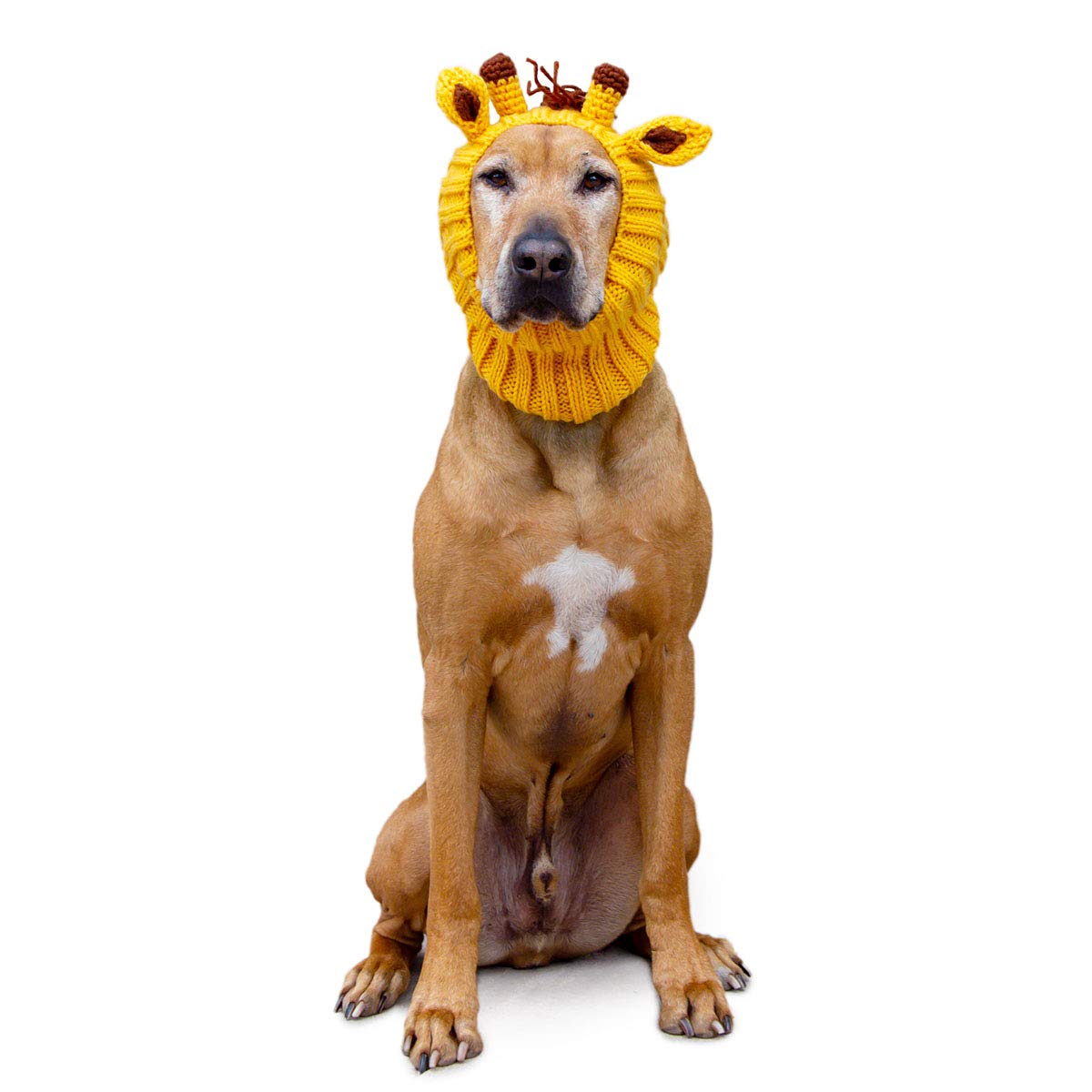 Zoo Snoods Giraffe Costume - Knit Dog Snood Ear Wrap, Warm Acrylic Neck Cover, Small, Yellow, Model GIR101YW-S