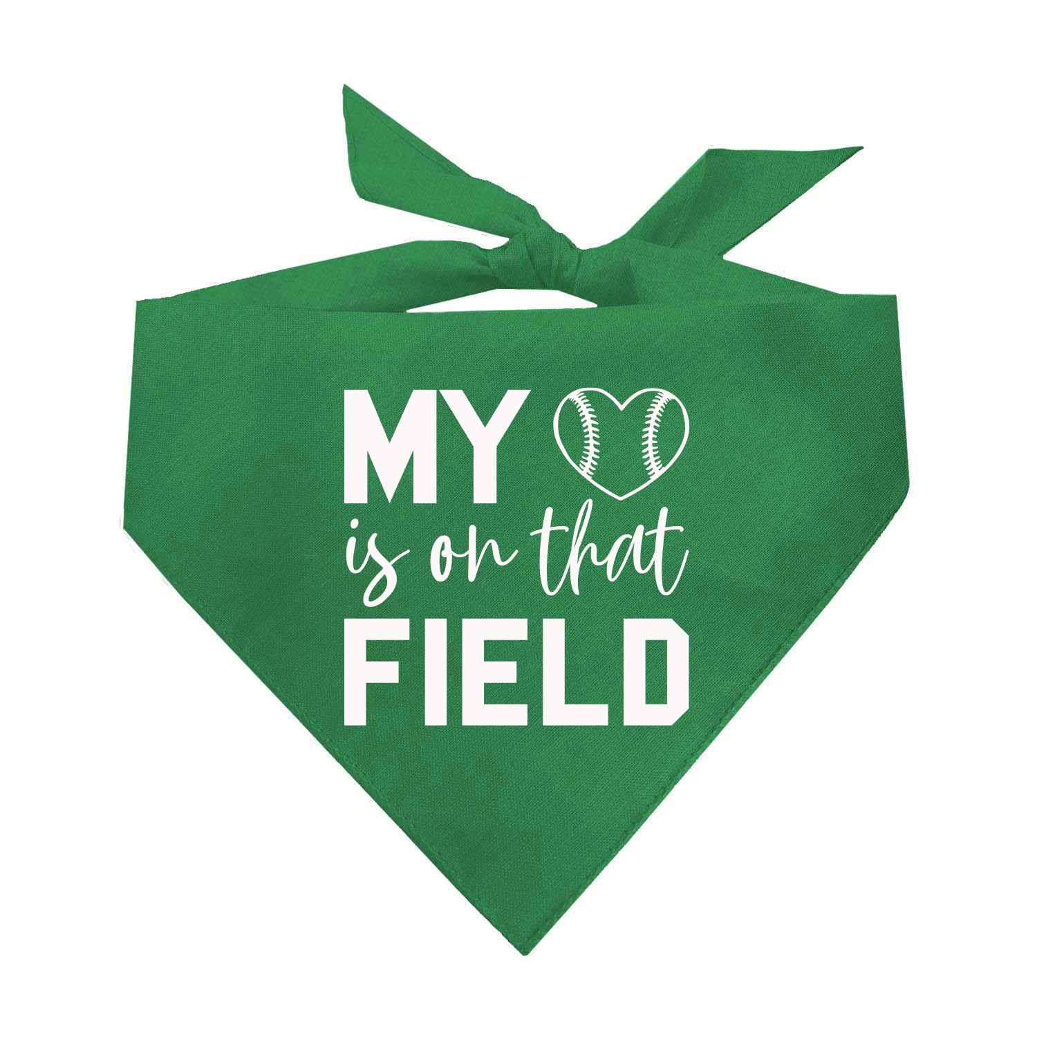 My Heart Is On That Field Baseball Dog Bandana (1044 Green, One Size)