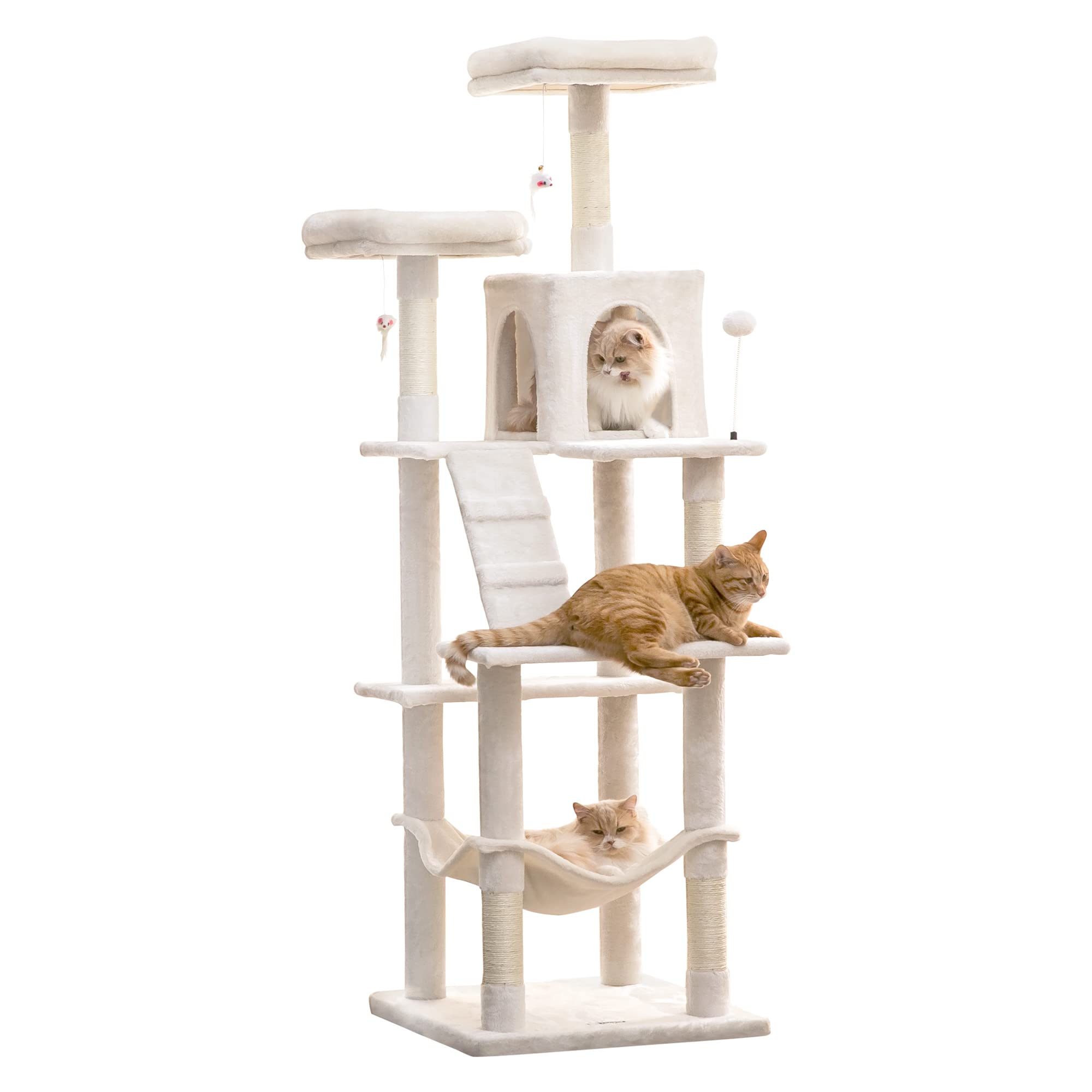 Mwpo Flower Large Cat Tree, 70.1-Inch Multi-Level Tall Cat Tower For Indoor Cats, Plush Cat Condo With Big Padded Perches, Sisal