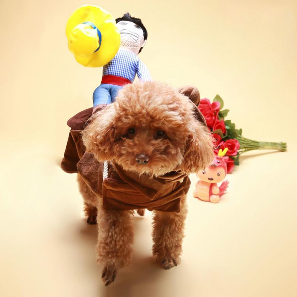 Ismarten Cowboy Rider Dog Costume For Dogs Outfit Knight Style With Hat Pet Costume For Halloween Day (Small)