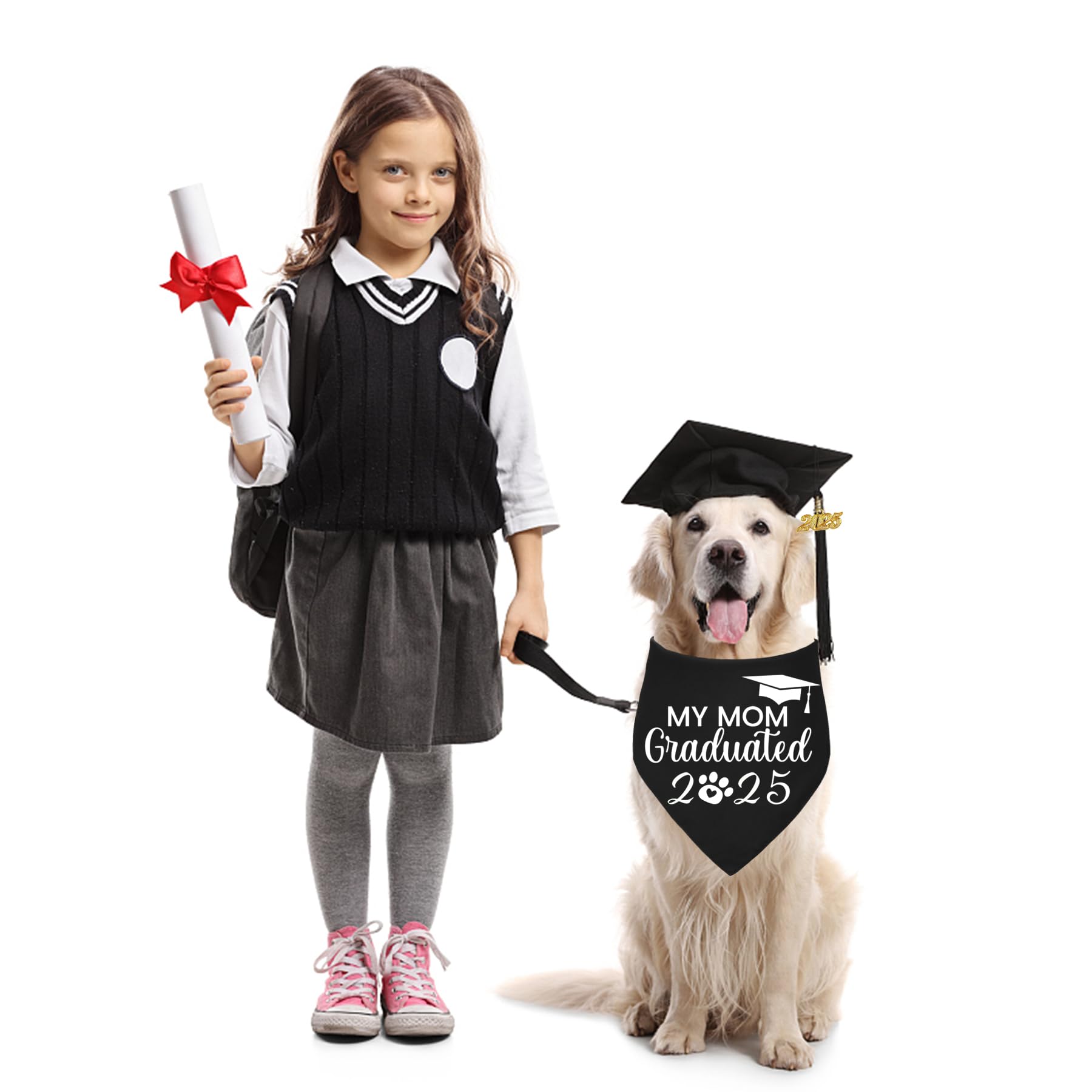STMK Dog Graduation Cap Bandana, Graduation Dog Cap with 2025 Tassels Dog Graduation Outfits Gifts Graduation Bandana for Small